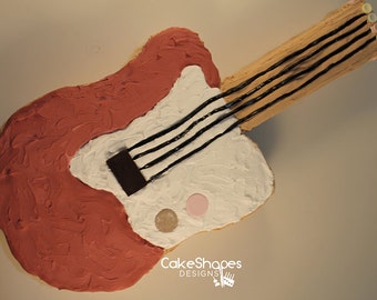 Modèle imprimable de gâteau découpé avec guitare - pour créer un gâteau en forme de guitare / gâteau découpé - pour un guitariste, une fête de rock star, un musicien, un anniversaire