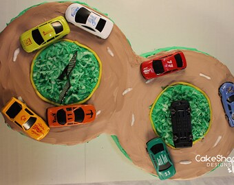 Modèle imprimable de gâteau découpé pour circuit pour créer un gâteau en forme de circuit / gâteau découpé - course, hayon de course, roues chaudes, fête Nascar