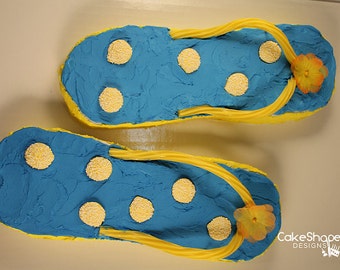 Printable Flip Flops Cut-up Cake Pattern to create flip flops shaped cake / cut up cake - summer, beach, pool, retirement party cake