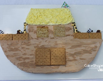 Modèle de gâteau découpé arche de Noé imprimable pour créer un gâteau en forme / gâteau découpé - pour une baby shower, une école biblique de vacances/une fête d'école du dimanche
