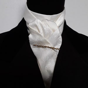Self Tie Ivory Paisley Equestrian Stock Tie Dressage/Eventing/Hunting