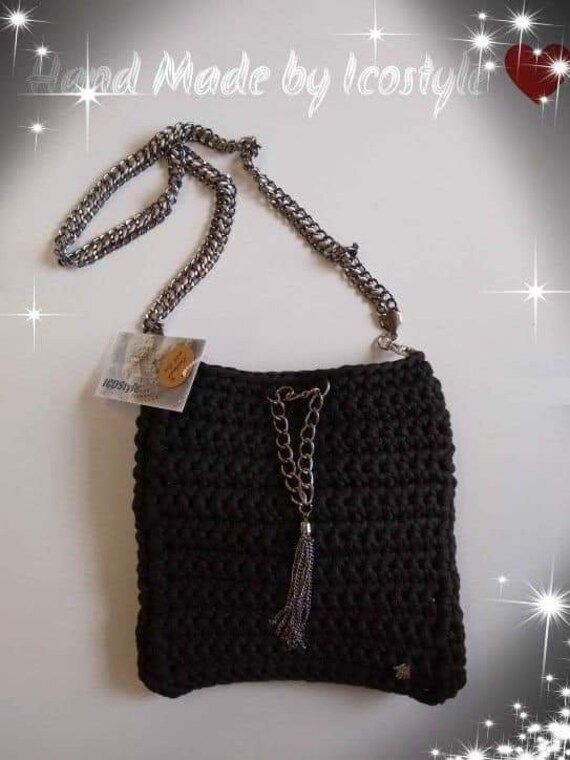 black crochet bag