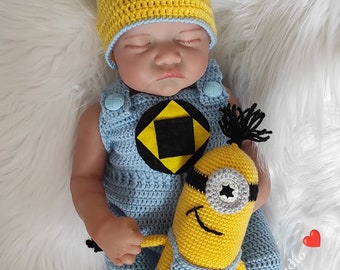 Newborn Costume, Minion Set, Minion Hat, Crochet baby Outfit, Crochet Toy