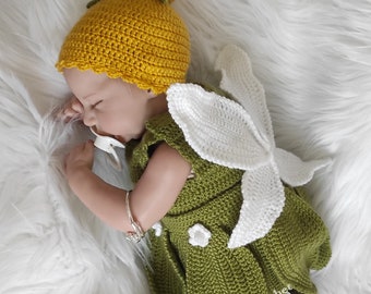 Newborn Halloween Costume/Crochet Outfit/Crochet Newborn Photo Prop/Newborn Photography/First Pictures/Hat-Dress-Booties/Gift