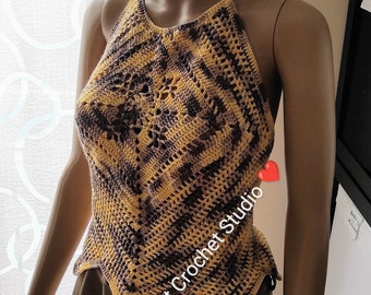 Crochet Crop Top, Boho Crop Top, Crop Top, Festival Crop Top, Crochet Halter Top, Boho Top, Crop Top, Women Top, READY TO SHIP taille 12/14
