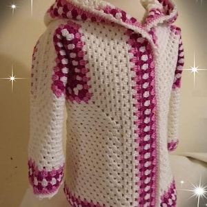 Handmade Crochet Hoodie: Baby Cardigan with Pompom (Size 2-4 Years)