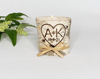 Handmade Birch Candle Holder, Rustic Candle Holder, Birch Wedding Centerpiece, Anniversary Gift, Boho wedding decor, Valentine's Day Gift