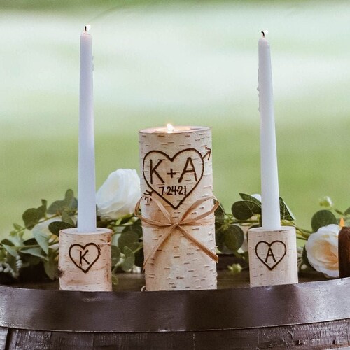 Wedding Unity Candle Set Rustic Unity Candle Church Ceremony Etsy Ireland