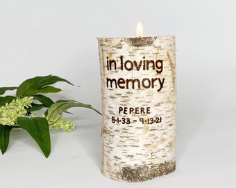 Memorial Candle Mini Cremation Urn, Handmade Birch Wood Log Keepsake Remembrance Piece, Personalized In Loving Memory Candle