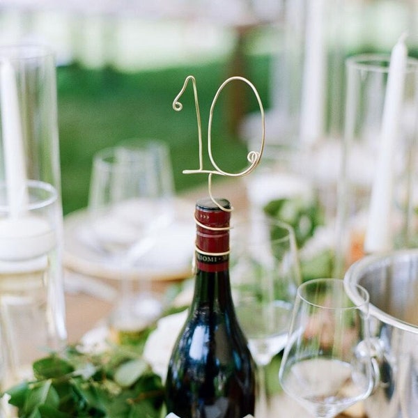 Wire Wine Bottle Table Numbers, Set of 5, Handmade Wedding and Party Décor