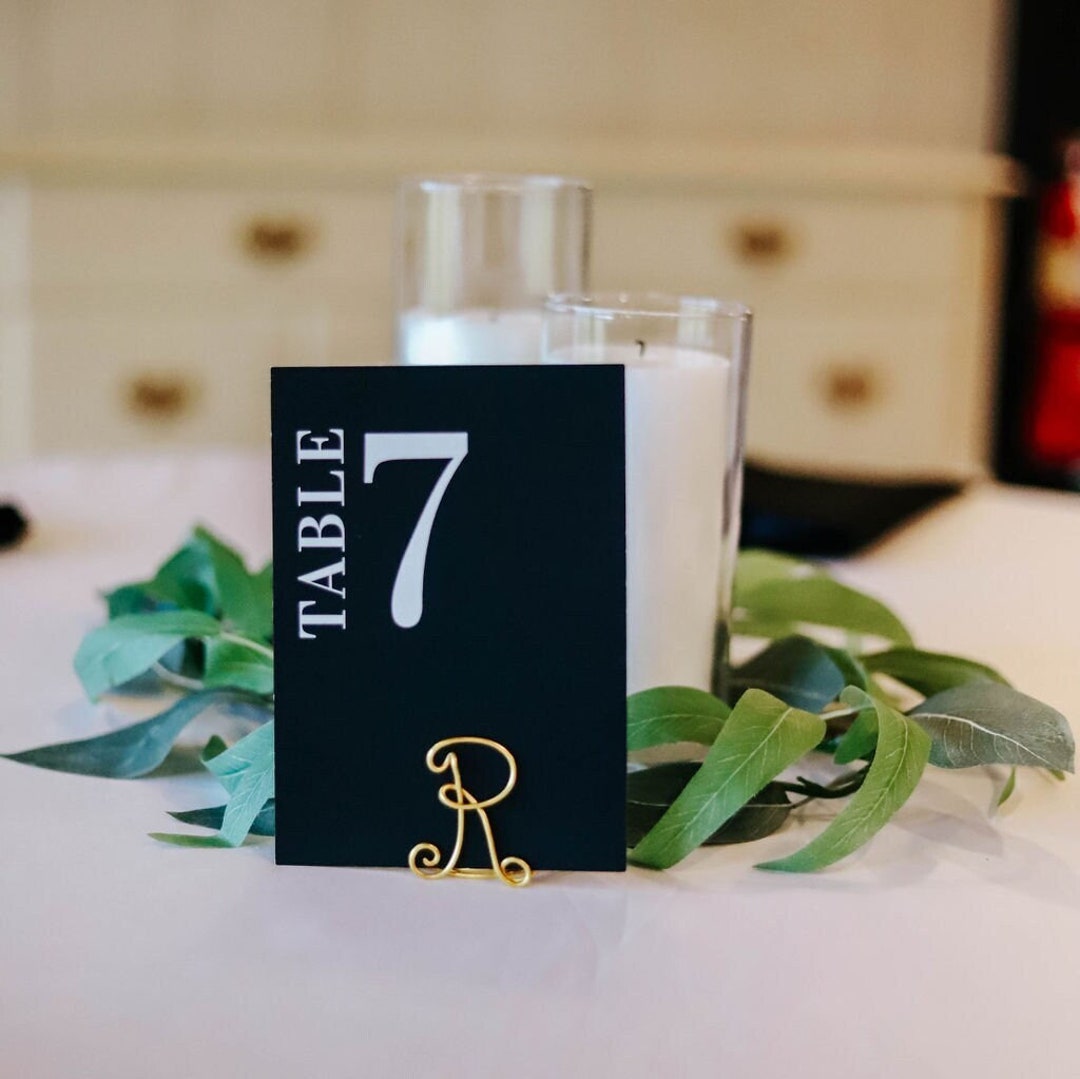 Monogram Table Number Holders, Set of 5, Handmade Place Card Holder ...