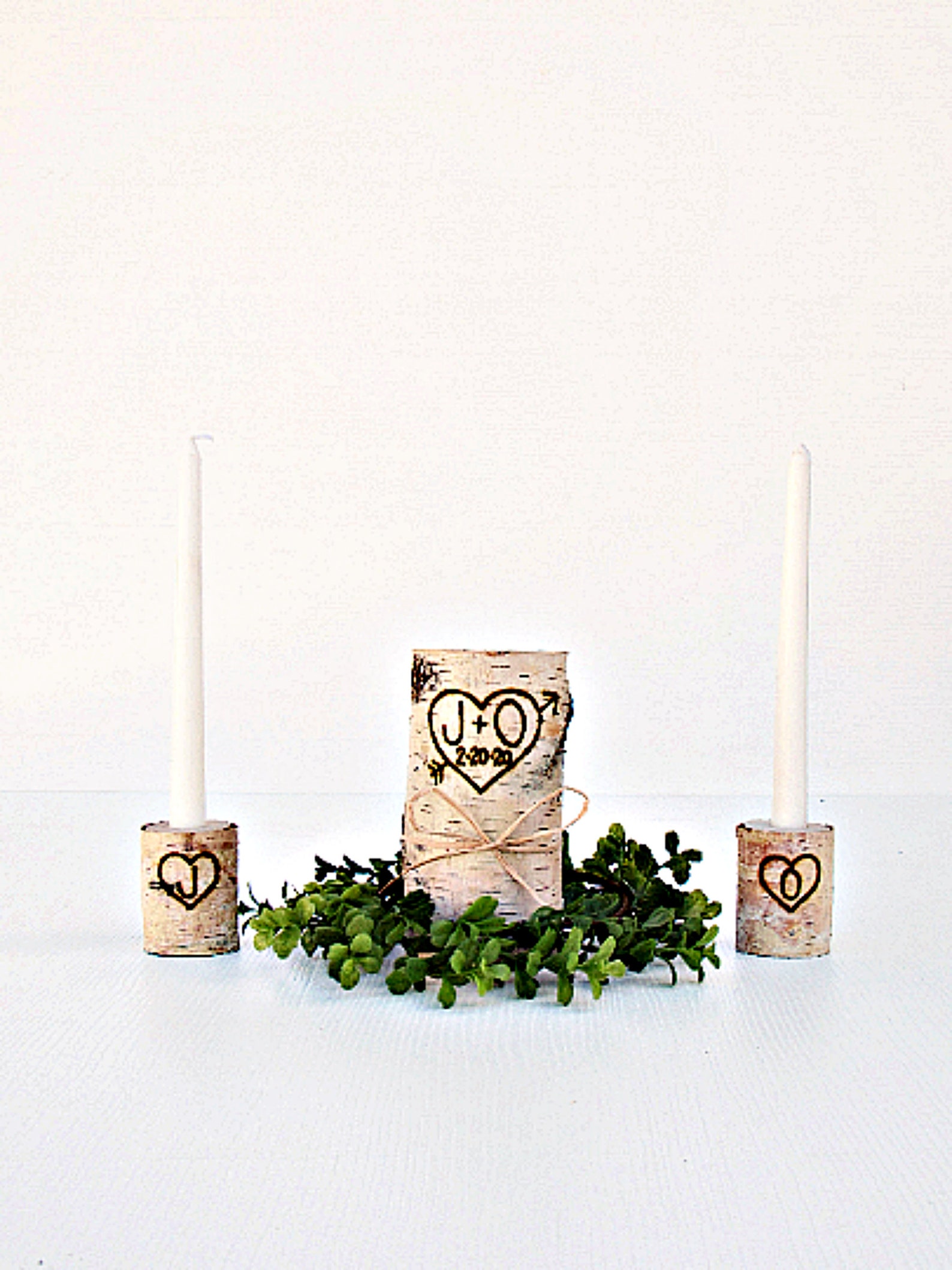 Personalized Birch Wood Unity Candle Set Rustic Décor Wedding Etsy