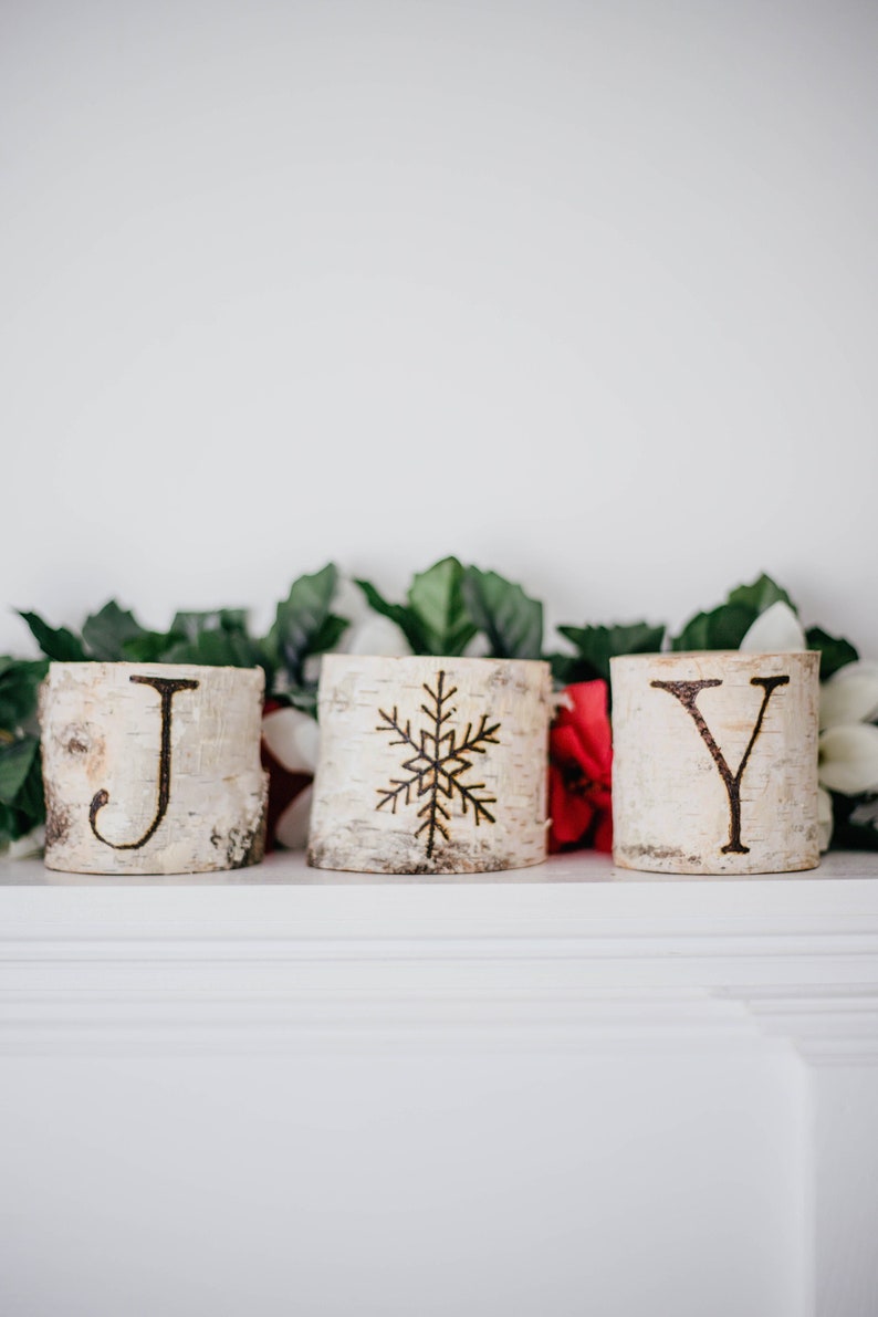 JOY Rustic Birch Log Tea Light Candle Holder, Set of 3 Christmas