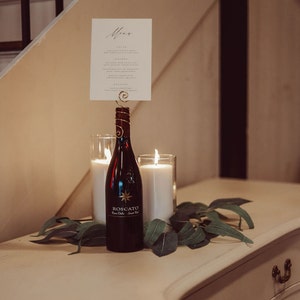 Wine Bottle Place Card Holders, Set of 5, Handmade Champagne Bottle ...
