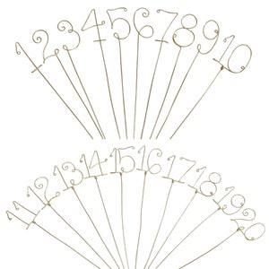 Wedding Table Numbers, Set of 5, Handmade Wire Table Numbers, Table ...