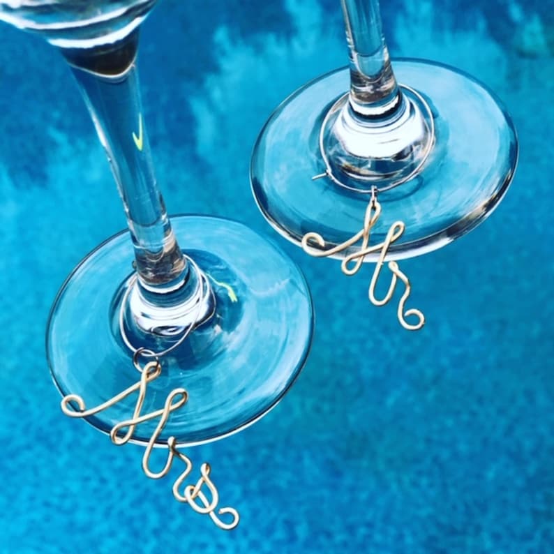Custom Wine Glass Charms Mr and Mrs Wine Glass Charms Wire Etsy