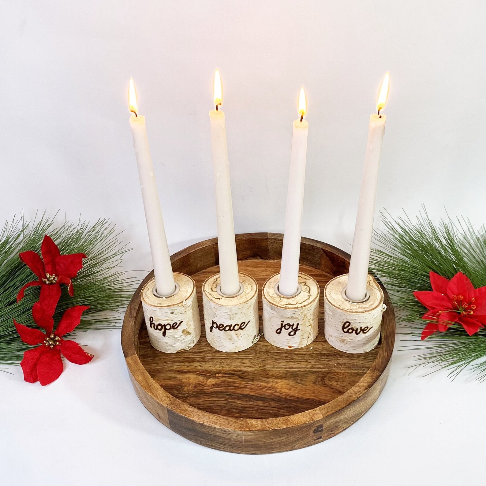 Christmas Advent Wreath Birch 4 Piece Advent Wreath Set Etsy