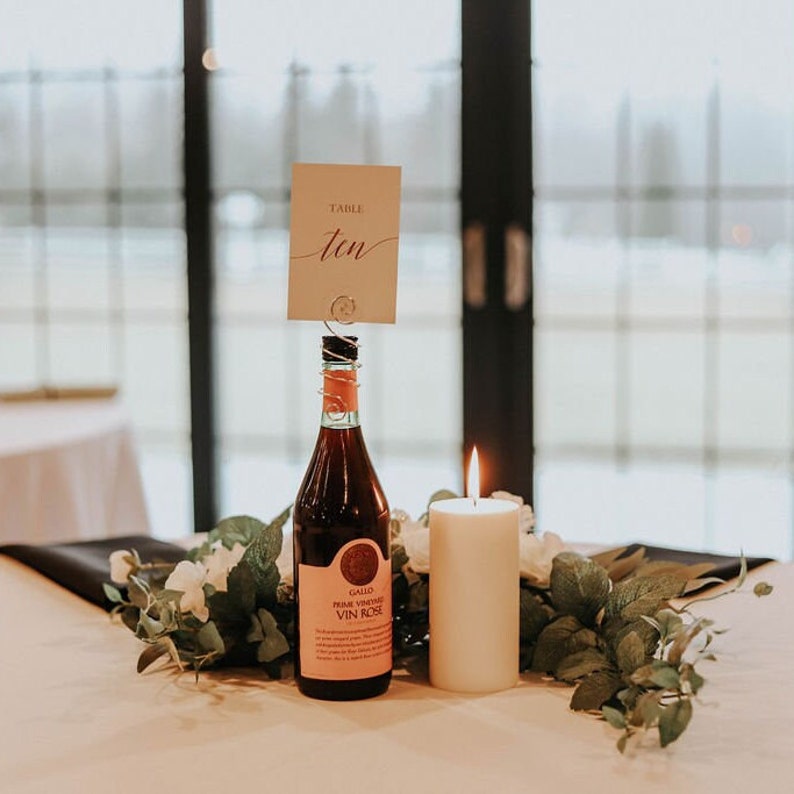 Wine Bottle Place Card Holders, Set of 5, Handmade Champagne Bottle ...