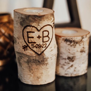Birch wood candle, handmade rustic wedding candle, gift for her, birch candle,  birch wedding centerpiece, wedding gift, valentines day gift
