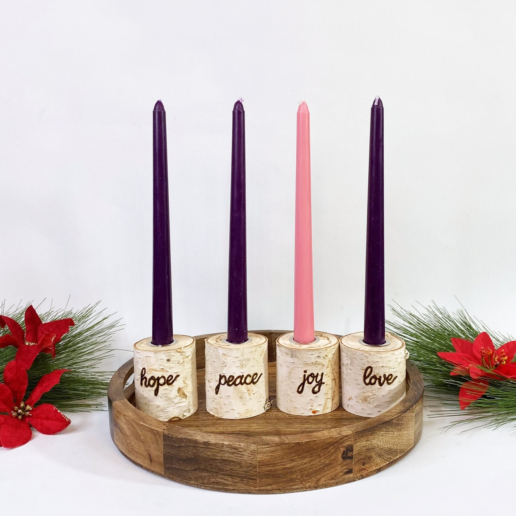 Christmas Advent Wreath Birch 4 Piece Advent Wreath Set Etsy