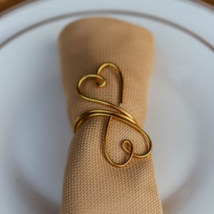 Heart Shaped Napkin Rings, Set of 6, Handmade Wedding Napkin Holders for Party or Event Table Settings