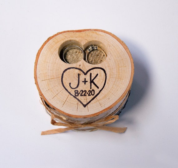 Rustic Wedding Ring Holder Personalized Birch Wood Wedding Etsy