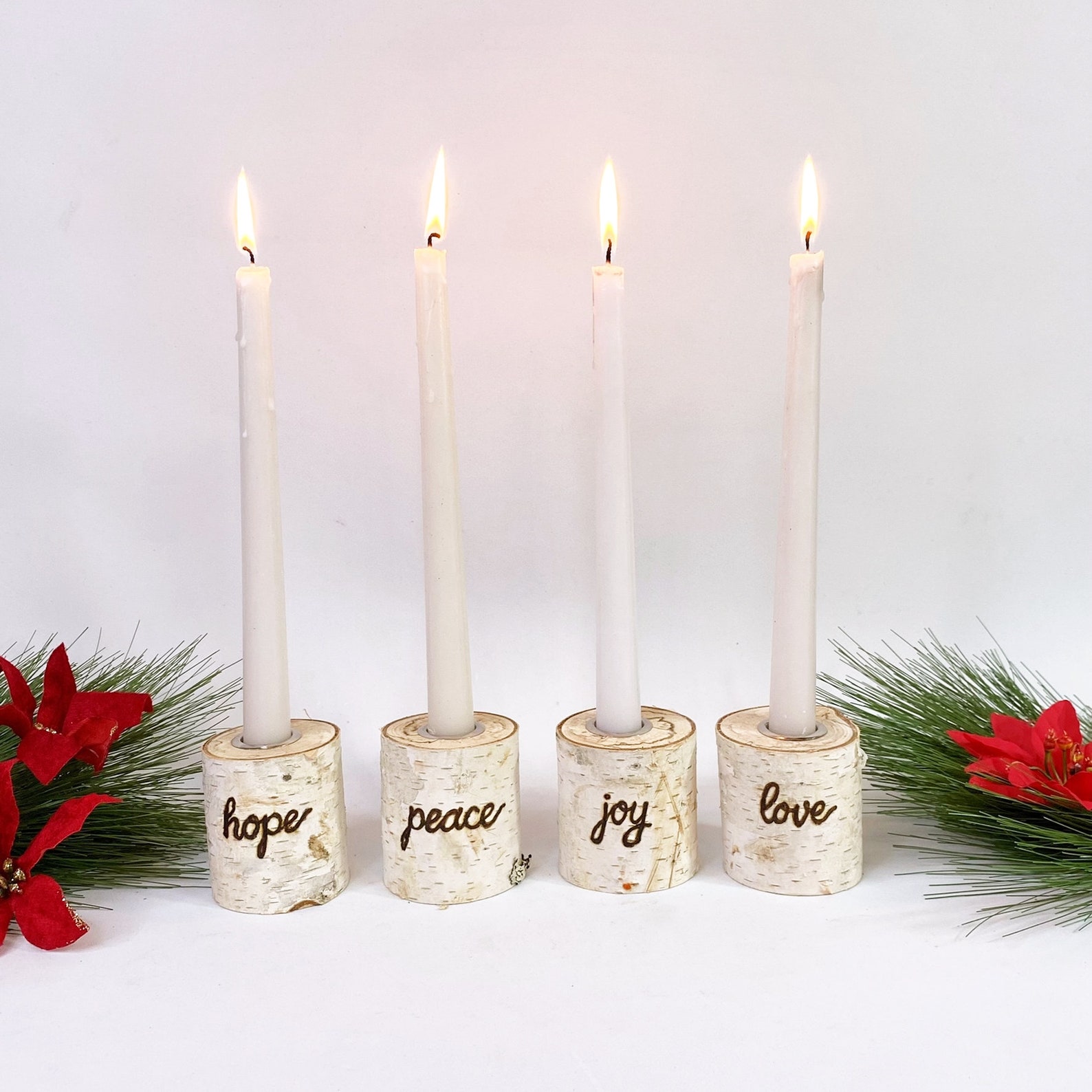 Christmas Advent Wreath Birch 4 Piece Advent Wreath Set Etsy