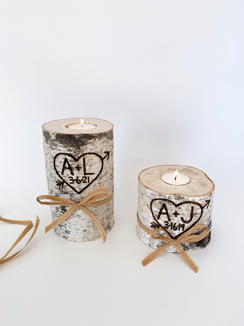 Birch Wood Candle Rustic Wedding Candle Birch Candle Birch Etsy