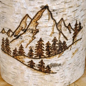 Handmade Mountain Home Decor, Birch Wood Candle Holder, Eco-Friendly Decorative Candle, Gift for Nature Lover, All Natural Home Decoration image 2