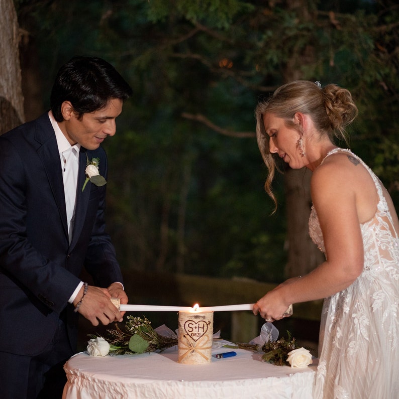 Personalized Birch Wood Unity Candle Set Rustic Décor Wedding Etsy