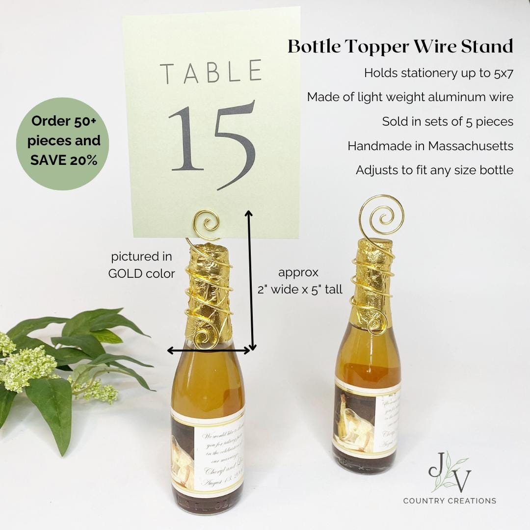 Wine Bottle Place Card Holders, Set of 5, Handmade Champagne Bottle ...