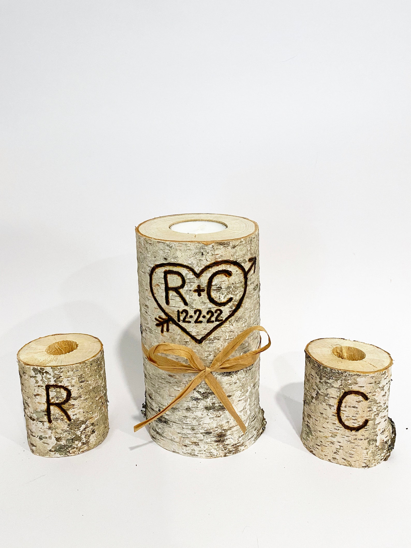 Personalized Birch Wood Unity Candle Set Rustic Décor Wedding Etsy