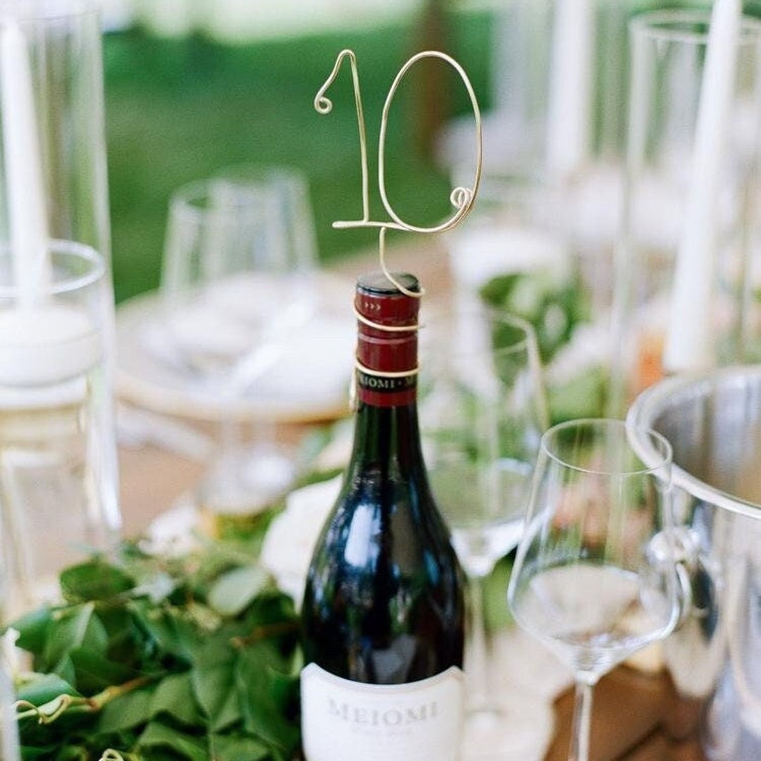 Wire Wine Bottle Table Numbers, Set of 5, Handmade Wedding and Party ...