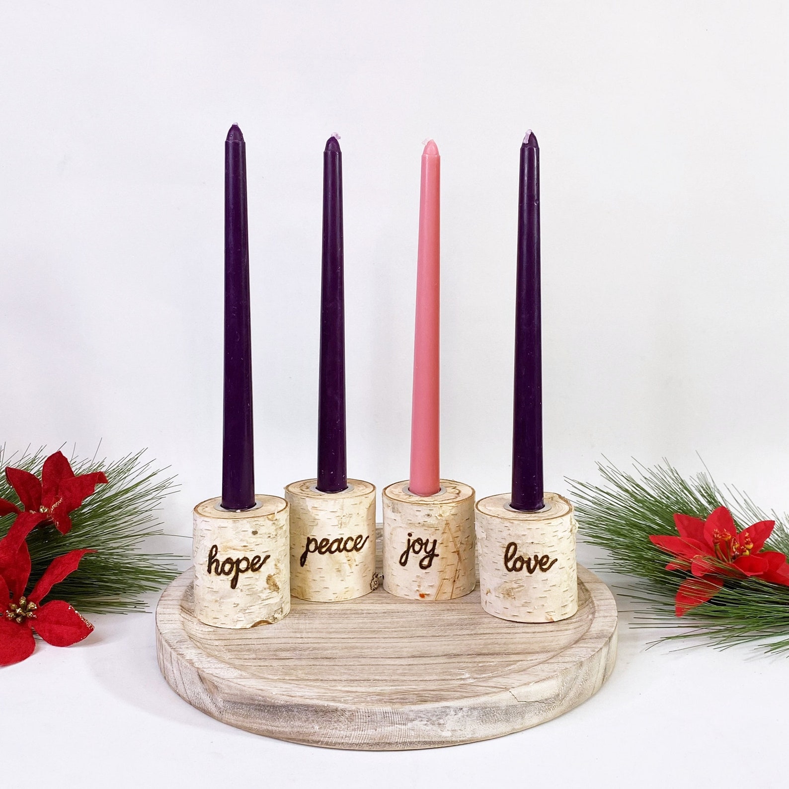 Christmas Advent Wreath Birch 4 Piece Advent Wreath Set Etsy