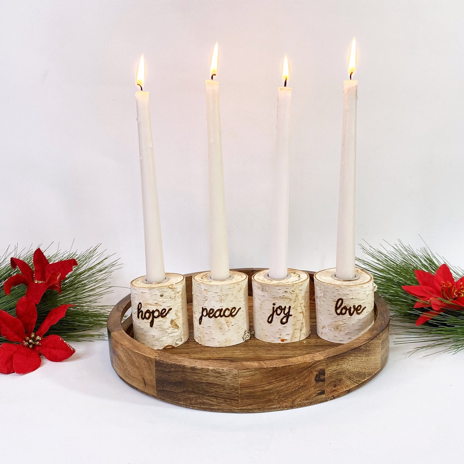 Christmas Advent Wreath Birch 4 Piece Advent Wreath Set Etsy