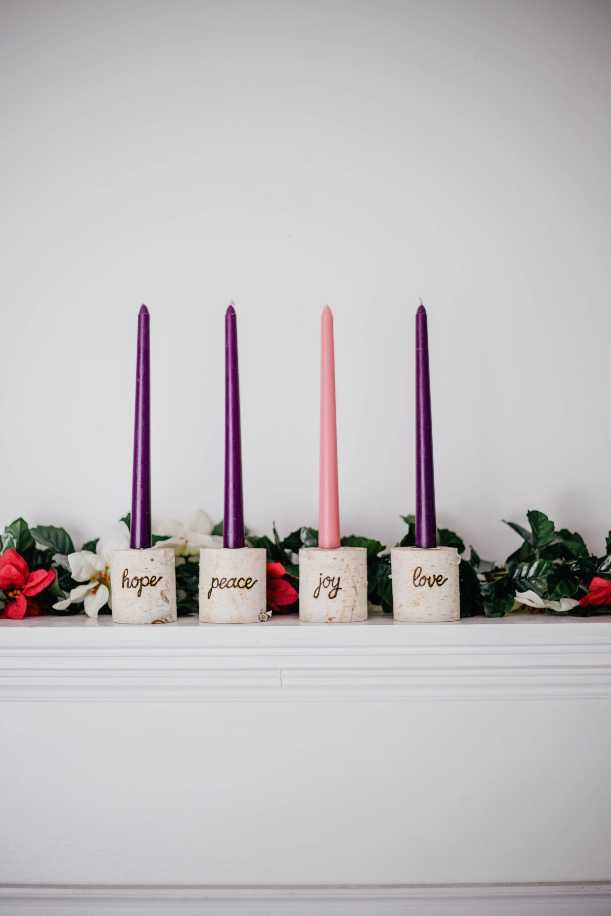 Christmas Advent Wreath Birch 4 Piece Advent Wreath Set Etsy