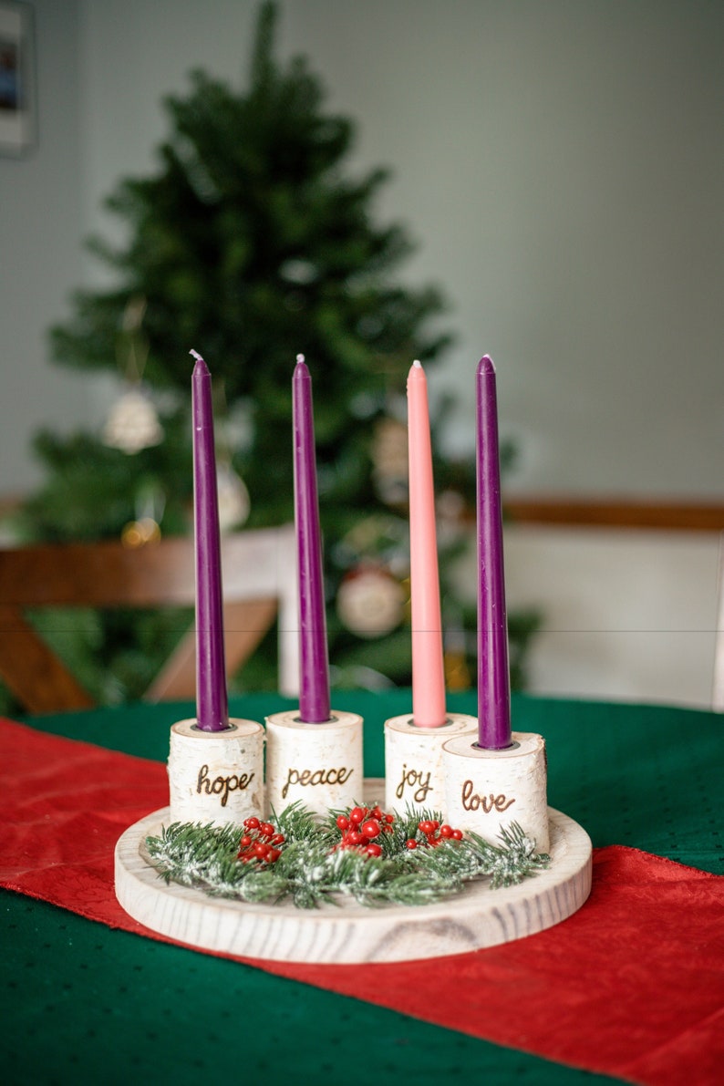 Christmas Advent Wreath Birch 4 Piece Advent Wreath Set Etsy