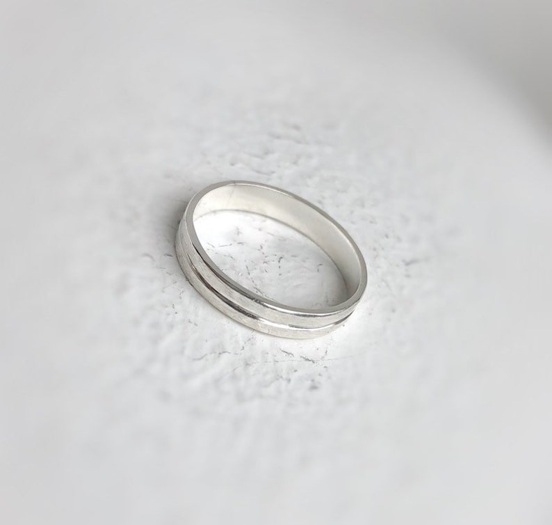 4mm sterling silver wedding band Ethically sourced Mens wedding bands Rustic wedding ring image 4