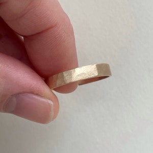 4mm solid gold 10kt 14kt 18kt yellow gold - Hammered brush finished wedding band - wedding band - recycled - brushed wedding band
