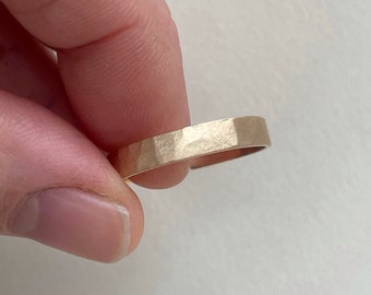 4mm 10kt 14kt 18kt yellow gold - Hammered brush finished wedding band - wedding band - gifts for him - recycled - brushed wedding band