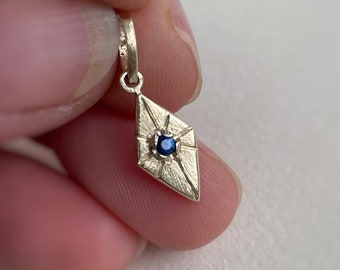 April - OOAK blue sapphire gold pendant/charm