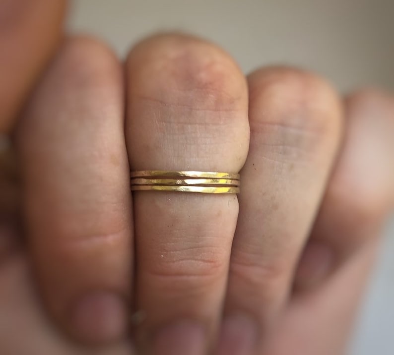 thin wedding ring stacking rings stacking gold band minimal band Tiny gold ring Solid gold Ultra thin gold band