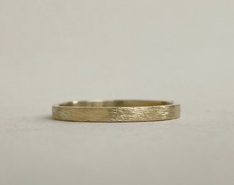 2mm 10kt 14kt 18kt yellow gold - Rustic wedding ring - Gold ring - eco friendly and sustainable ring