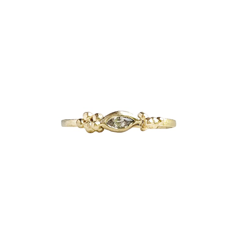 minimalist engagement ring yellow gold ethically sourced marquise ring 10kt Dainty white sapphire promise ring