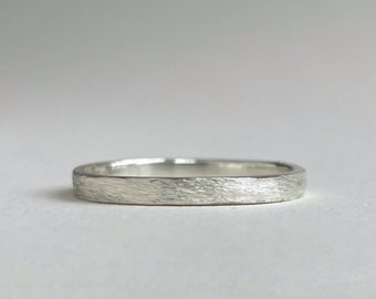 2mm Sterling Silver Wedding Band - Ethically Sourced and Eco-Friendly - Recycled Silver with Rustic Texture