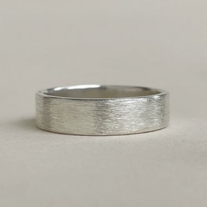 Rustic Sterling Silver Wedding Band - Handcrafted 6mm Ring