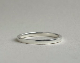 925 - 2mm - Semi-polished wedding ring - Ethical -Thin wedding ring - Sterling silver wedding band, minimal silver.