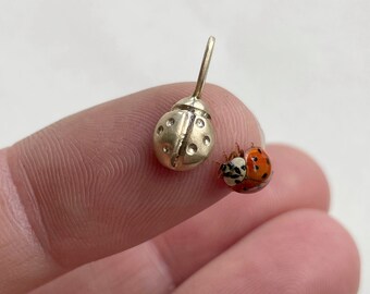 OOAK yellow gold/sterling silver ladybug pendant/charm