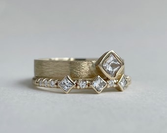 Made to order - Golden Princess + Snow - yellow gold - Bridal set