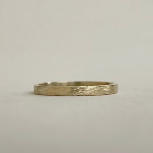 10kt Rustic wedding band set Gold ring recycled gold eco friendly and sustainable 2mm and 4mm 10kt yellow gold image 6